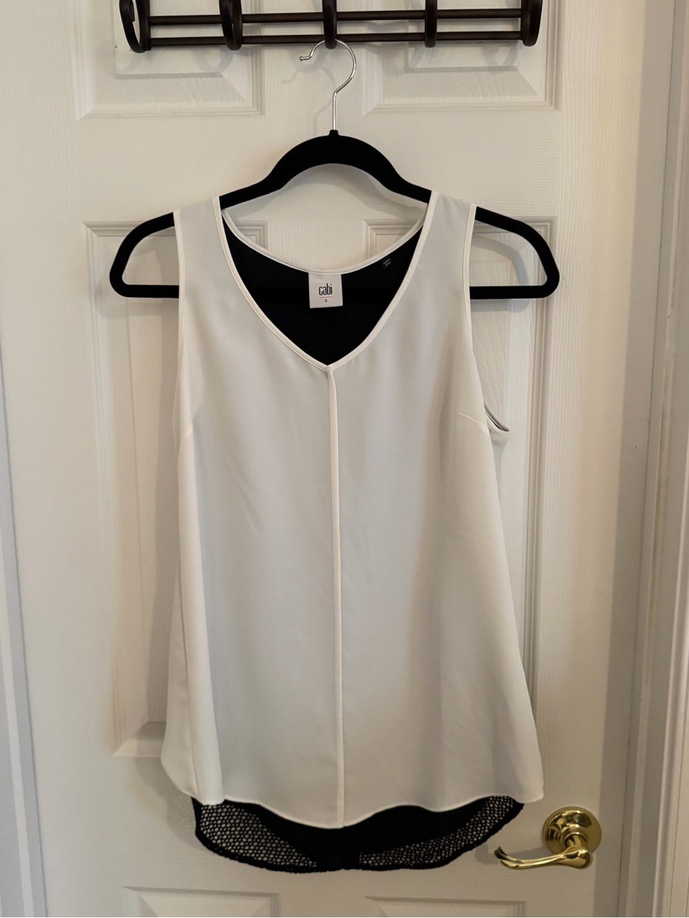 CAbi White V-Neck Sleeveless Camisole